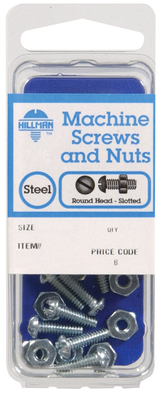 Hillman No. 10-32 x 2 in. L Slotted Round Head Zinc-Plated Steel Machine Screws 5 pk (Pack of 10)