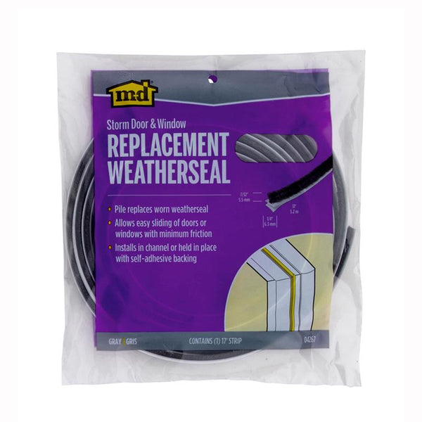 M-D Building Products Gray Pile Weatherstrip For Doors and Windows 204 in. L X 0.22 in. - Open Box