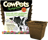 CowPots Seed Starter Pots 4 in Biodegradable Plantable Pots Made from Composted Cow Manure 12 pk