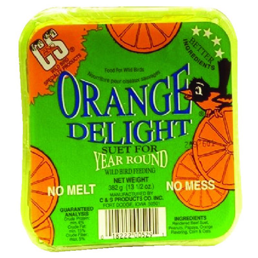 C&S Products Orange Delight Assorted Species Wild Bird Food Beef Suet 11.75 oz. (Pack of 12)