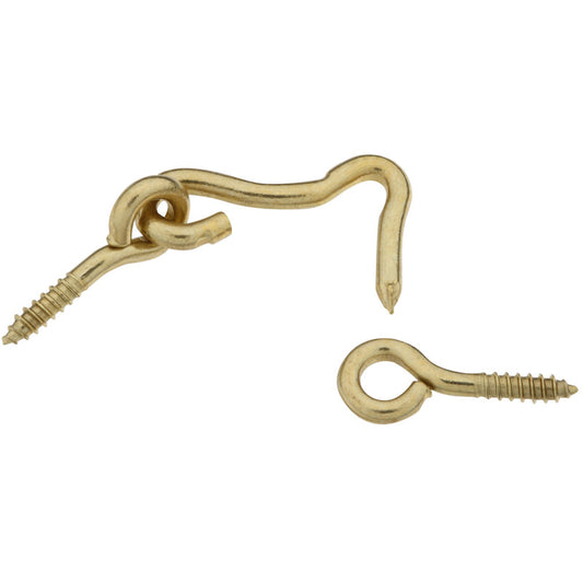 National Hardware Solid Brass 1 in. L Hook and Eye (Pack of 10)