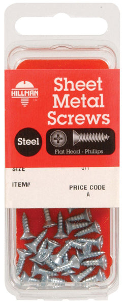 Tornillos para chapa de acero galvanizado de cabeza plana Phillips Hillman n.º 12 x 2 pulg. L, paquete de 5 (paquete de 10)