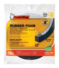 Frost King Black Rubber Foam Weather Seal For Doors and Windows 10 ft. L X 0.32 in. - Open Box