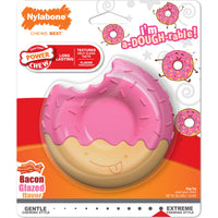 Nylabone Power Chew Donut Bacon Glazed Flavor Textured Dog Chew Toy Wolf Up to 35 lb
