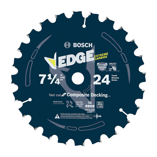 Bosch Edge 7-1/4 in. D X 5/8 in. Composite Decking Carbide Tipped Circular Saw Blade 24 teeth 1 pk