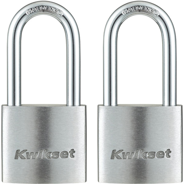 Candado de aluminio Kwikset de 1-1/2 in. con llave igualada y arco de 1-1/2 in., paquete de 2