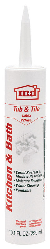 MD White Latex Tub and Tile Caulk 10.1 oz. (Pack of 12)