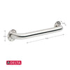 Delta Silver Stainless Steel Heavy-Duty Transitional Grab Bar 18 L x 3 H x 3 W in.