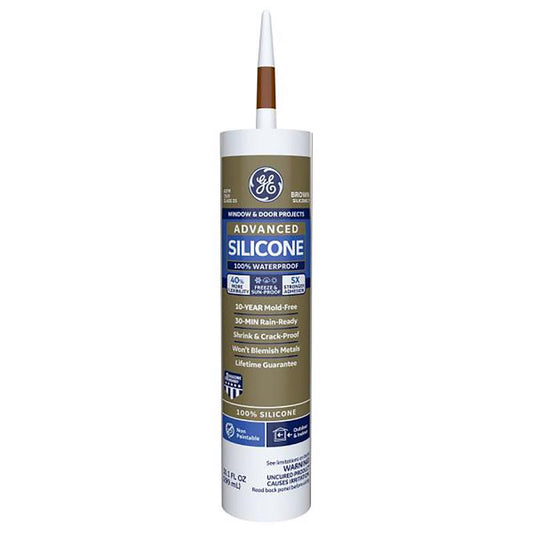GE Silicone 2 Brown Silicone 2 Window and Door Silicone 10.1 oz. (Pack of 12)