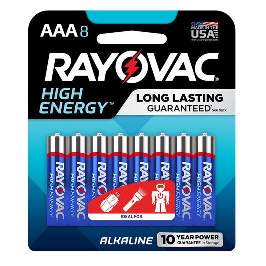 Rayovac High Energy AAA Alkaline Batteries 8 pk Carded