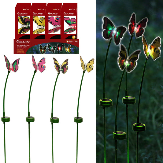 Alpine Plastic Assorted 24 in. H Butterfly Solar Garden Stake (Pack of 16)