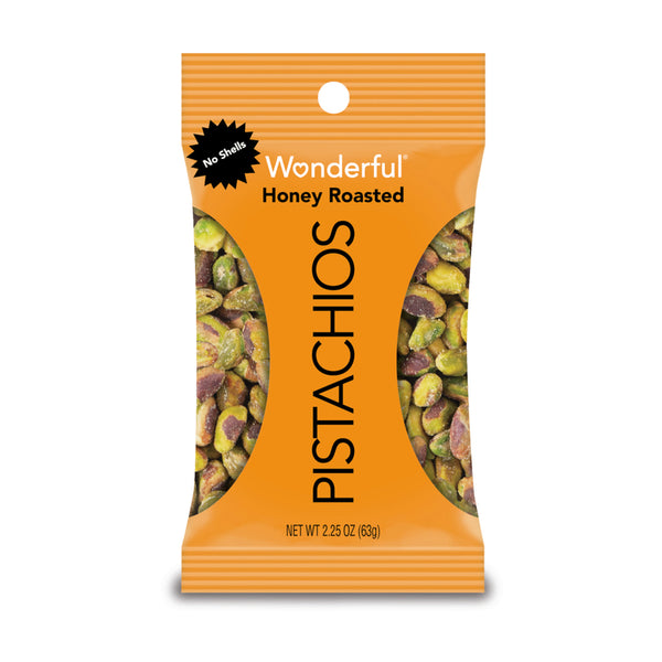 Maravillosos pistachos tostados con miel, en bolsa de 2,25 oz (paquete de 8)