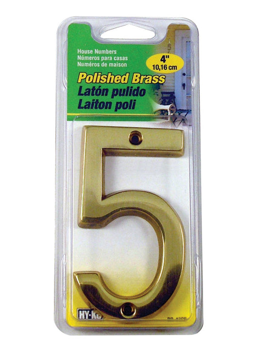 Hy-Ko Gold Brass Nail-On Number 5 1 pc. 4 in. (Pack of 3)