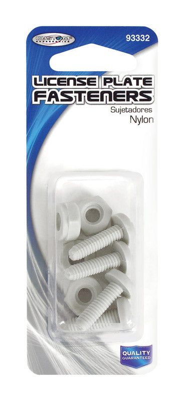 Custom Accessories White Nylon License Plate Fasteners