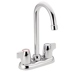 Chrome two-handle high arc bar faucet