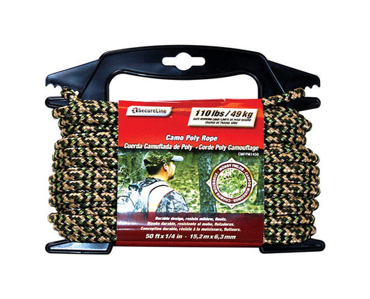 SecureLine 1/4 in. D X 50 ft. L Camouflage Diamond Braided Polypropylene Rope