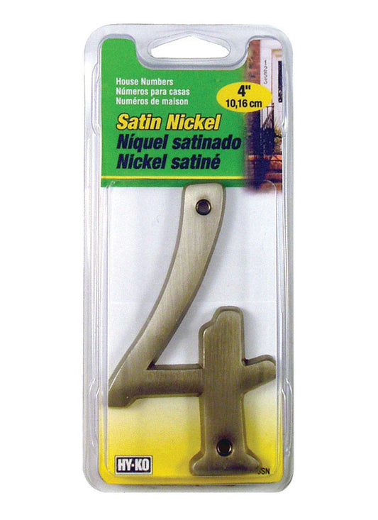 Hy-Ko 4 in. Silver Nail-On Number 4 1 pc. Nickel (Pack of 3)