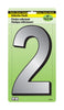 Hy-Ko 6 in. Reflective Black/Silver Plastic Number 2 Nail-On 1 pc. (Pack of 5)