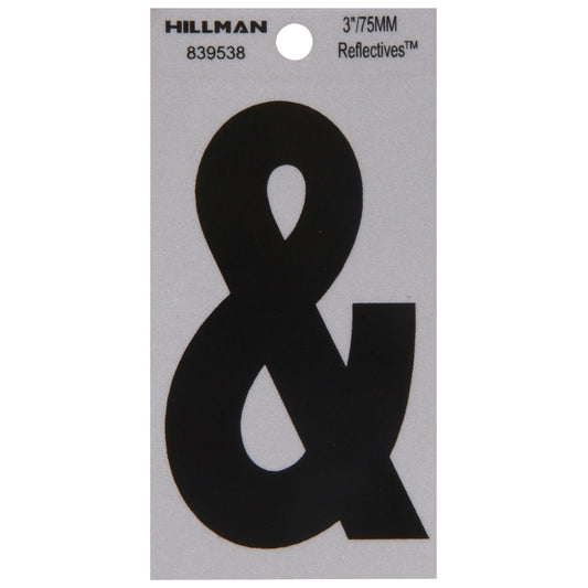 Hillman 3 in. Reflective Black Mylar Self-Adhesive Special Character Ampersand 1 pc (Pack of 6)