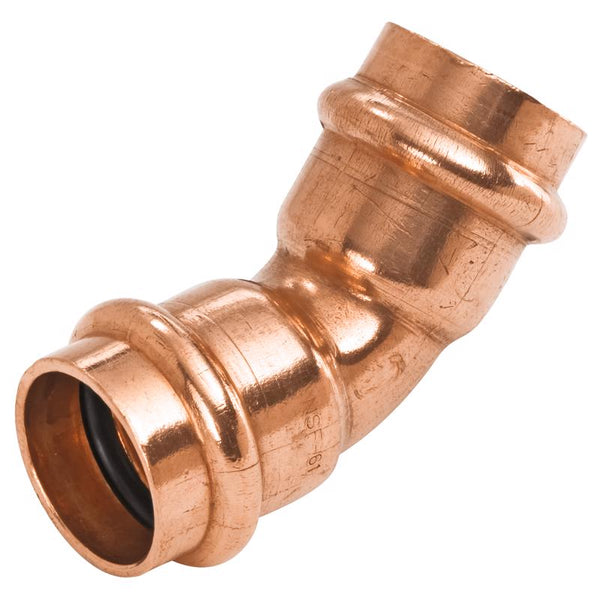 Codo de cobre forjado de 45 grados NIBCO de 1-1/4 pulg. para prensar X 1-1/4 pulg. para prensar, 1 paquete