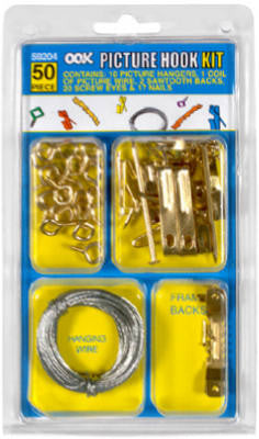 OOK Steel Picture Hook Kit Conventional 50 pk 0 lb. (Pack of 12)