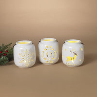 Gerson White Lighted Holiday Design Lantern 5 in. (Pack of 12)