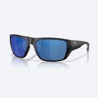 Costa Finlet Men's Matte Black Frame Blue Mirror Lens Polarized Sunglasses