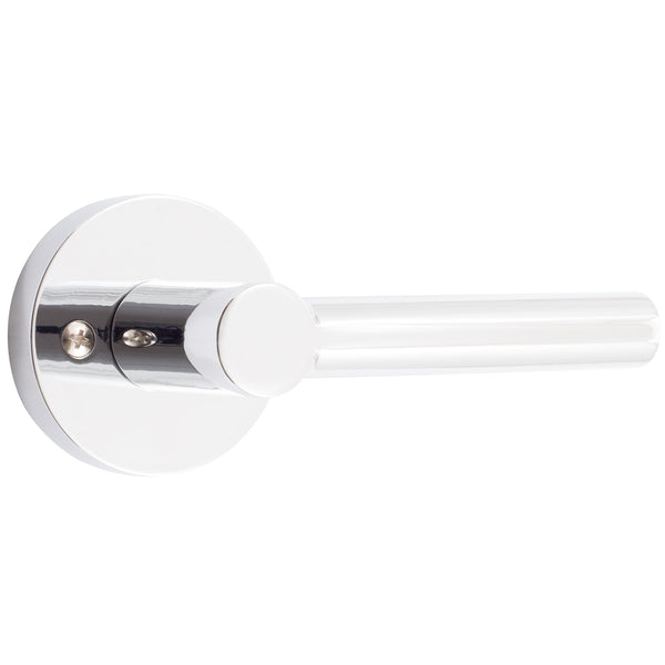 Zurich Door Lever with Round Rosette, Dummy (Non-Turning) Latch, Polished Chrome by Stone Harbor Hardware
