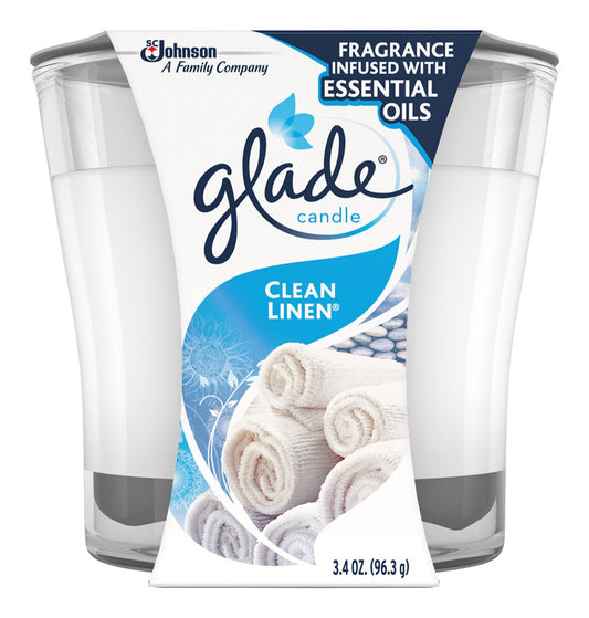 Glade Ivory Clean Linen Scent Jar Air Freshener Candle 3.4 oz. (Pack of 6)