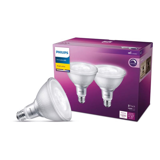 Philips PAR 38 E26 (Medium) LED Floodlight Bulb Bright White 120 Watt Equivalence 2 pk