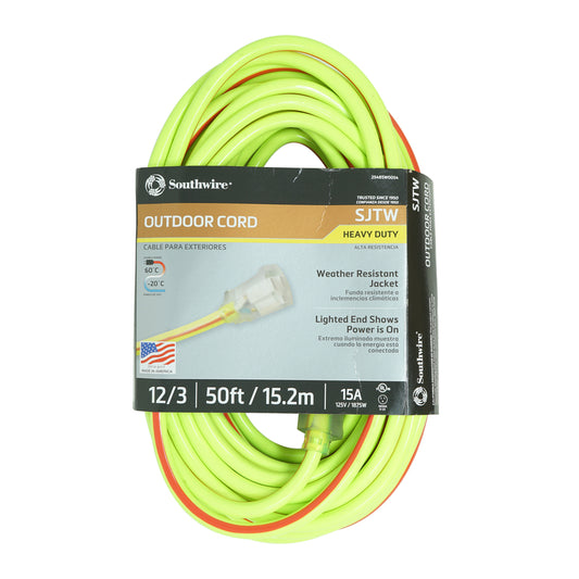 Southwire Outdoor 50 ft. L Green/Red Extension Cord 12/3 SJTW