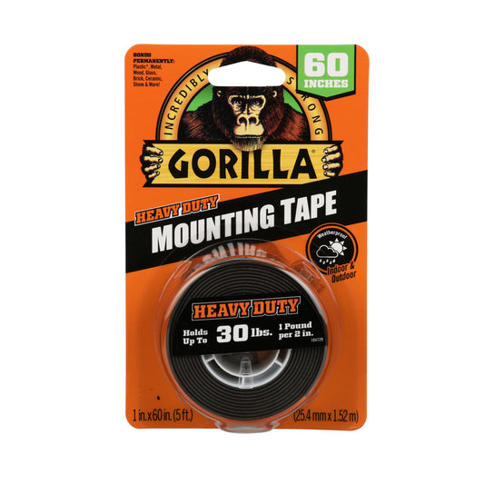 Gorilla 1 in. W x 60 in. L Mounting Tape Black (Pack of 6)