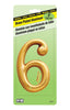 Hy-Ko 3 in. Gold Aluminum Number 6 Nail-On 1 pc. (Pack of 10)