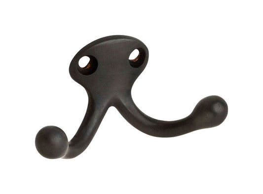 Ives by Schlage Small Oil Rubbed Bronze Brass 1-3/16 in. L Double Garment Hook 35 lb 1 pk