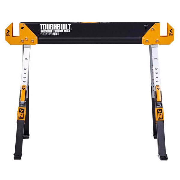 Caballete plegable ajustable ToughBuilt de 32,09 pulg. de alto x 42,40 pulg. de ancho x 27,36 pulg. de profundidad, capacidad de 1300 lb, 1 pieza