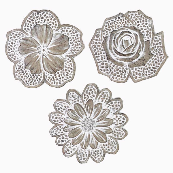 Exhart Cream/Gray Cement 0.8 in. H Flower Stepping Stone (Pack of 6)