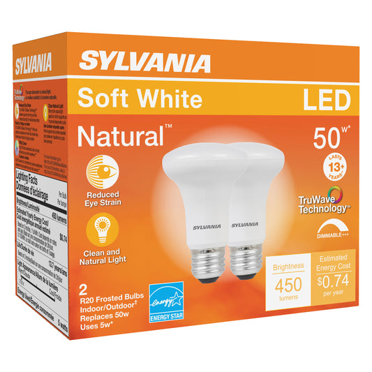 Sylvania Natural R20 E26 (Med) LED Floodlight Bulb Soft White 50 Watt