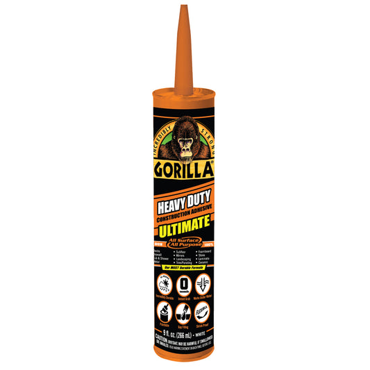 Gorilla All Purpose Construction Adhesive 9 oz. (Pack of 12)
