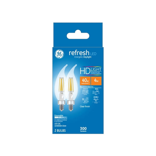 GE Lighting Refresh CAC E12 (Candelabra) LED Bulb Daylight 40 Watt Equivalence 2 pk