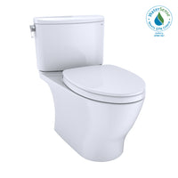 TOTO Nexus 1G Two-Piece Elongated 1.0 GPF Universal Height Toilet with CEFIONTECT and SS124 SoftClose Seat, WASHLET+ Ready, Cotton White - MS442124CUFG#01