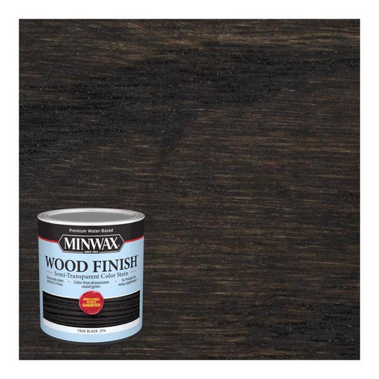 Minwax Wood Finish Water-Based Semi-Transparent True Black Water-Based Wood Stain 1 qt (Pack of 4)