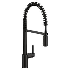 Matte black one-handle high arc pulldown kitchen faucet