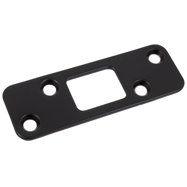 Placa de cierre de cerrojo con esquinas redondeadas y tornillos, 1-1/4" x 3-5/8", 2-1/2" de centro a centro, negro mate de Stone Harbor Hardware