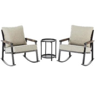 Living Accents Dark Gray Steel Frame Rocking Chair with End Table