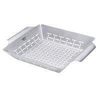 Weber Large Stainless Steel Grill Basket  13.8" x 11.8"  Ideal for Vegetables & Small Foods  Durable BBQ Accessory