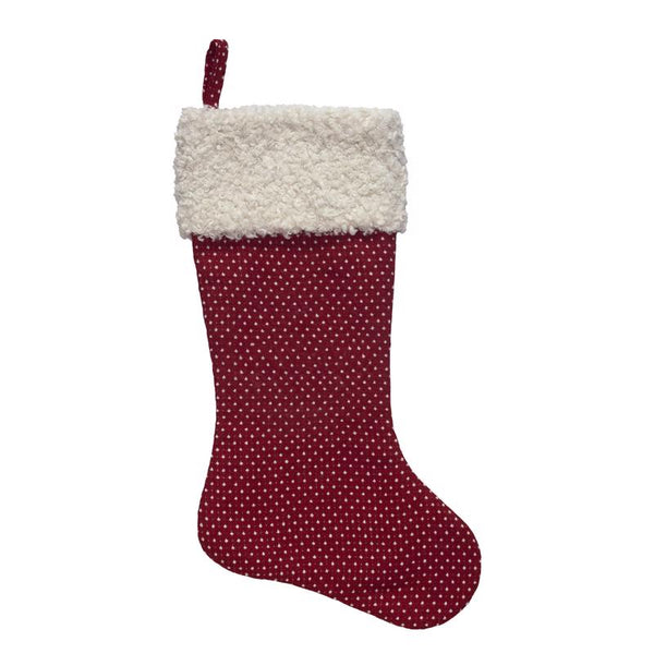 Dyno Red/White Dot with Sherpa Cuff Christmas Stocking 20 in. (Pack of 12)