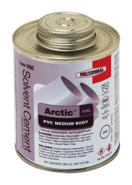 Rectorseal Arctic Clear Solvent Cement For PVC 16 oz
