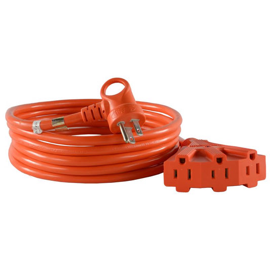 Conntek Indoor or Outdoor 12 ft. L Orange Triple Outlet Cord 14/3 SJTW