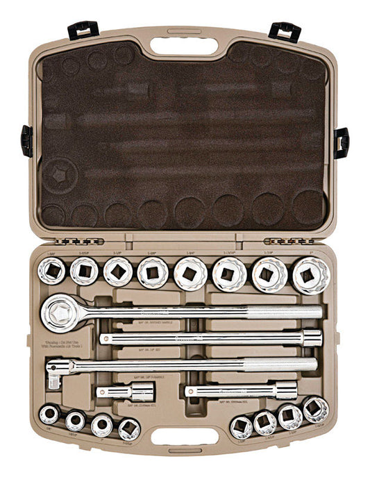 Crescent Assorted Sizes X 3/4 in. drive SAE 12 Point Mechanic's Tool Set 21 pc