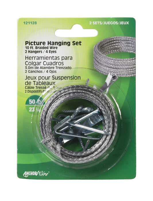 Hillman AnchorWire Steel-Plated Conventional Picture Hanging Set 50 lb. 2 pk (Pack of 10)